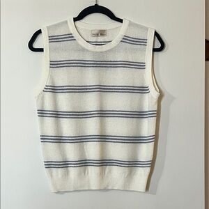 BE COOL Cream and Blue Striped Tank Top